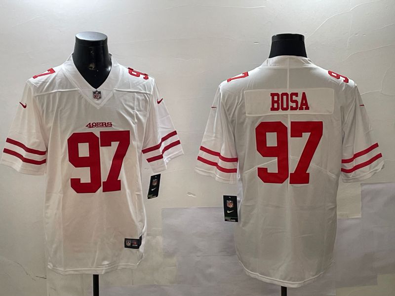 Men San Francisco 49ers #97 Bosa White Second generation 2024 Nike Limited NFL Jersey style 1